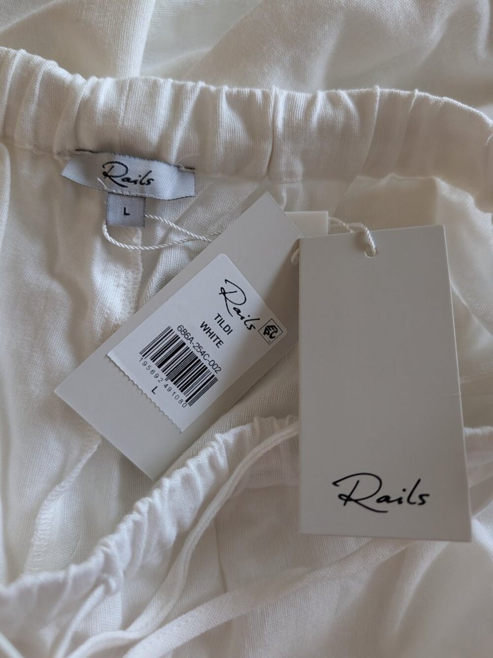 NWT Rails Tildi White Shell Embroidered Drawstring Wide Leg Pants Size Large - Picture 5 of 8